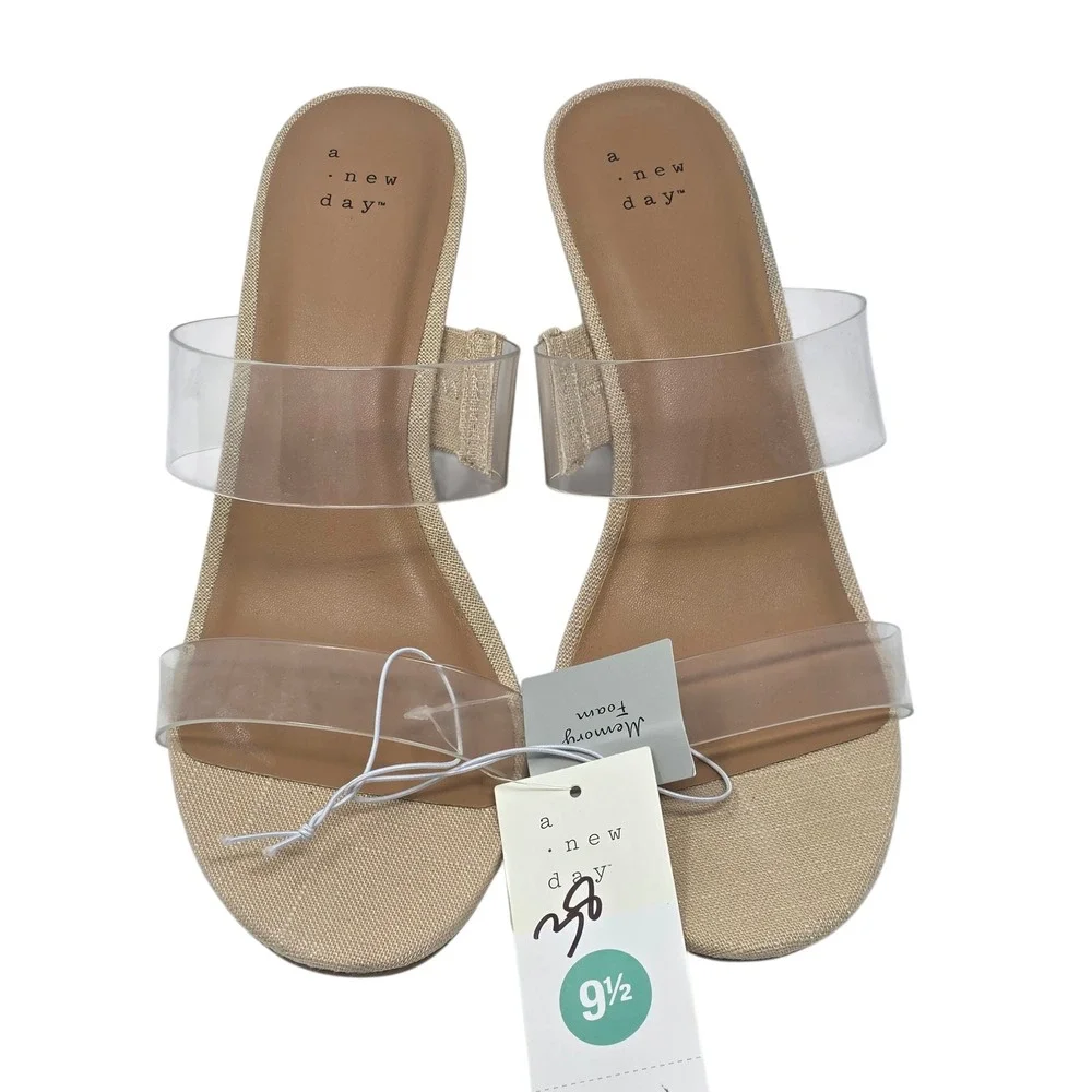 A New Day Womens Clear Strap‎ Espadrille Wedge Sandals Size 9.5 Beige - Picture 4 of 8